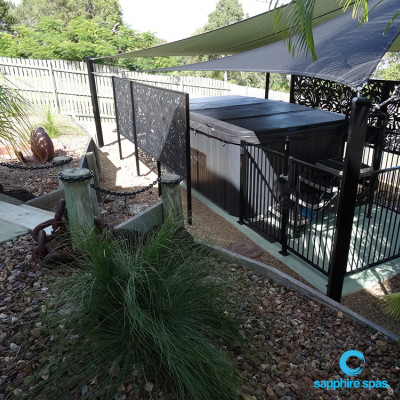 Well thought out shade solution for this myPersonalTrainer swim spa thanks to the team @ Wide Bay Pools & Spas Qld